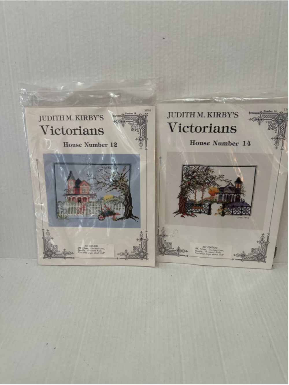 Judith M Kirby Victorians Cross Stitch Kits House #12 #14 DMC Vintage Lot of 2